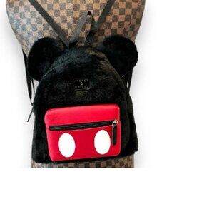 BNWT Disney Fuzzy Mickey Mouse Mini Backpack w/ Ears jet black (OS)